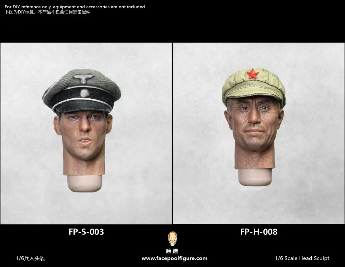 Facepool 1:6 F-P-H008 WWII Commander Head Sculpt modello per bambola Action Figure soldato da 12"