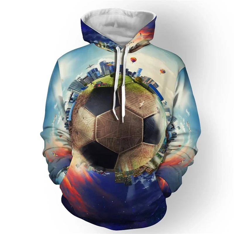 Men Hoodie Football Soccer Graphic 3D Print Sweatshirts Hoodies Casual Oversize Streetwear  Harajuku Pullover Clothing Tops