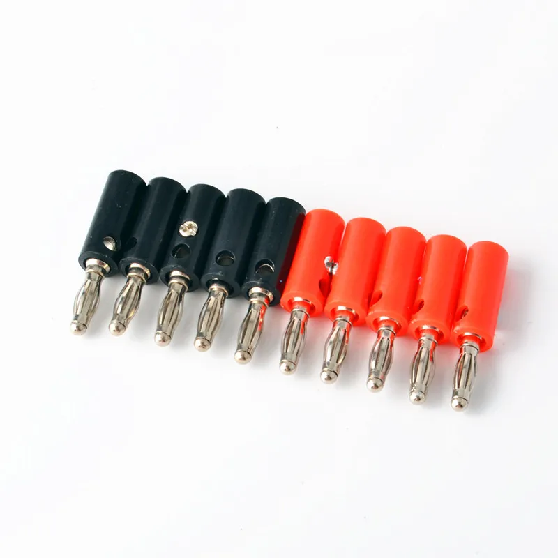 10 Teile/los Rot und Schwarz 4mm Solderless Seite Stapelbar Bananen Stecker Stecker