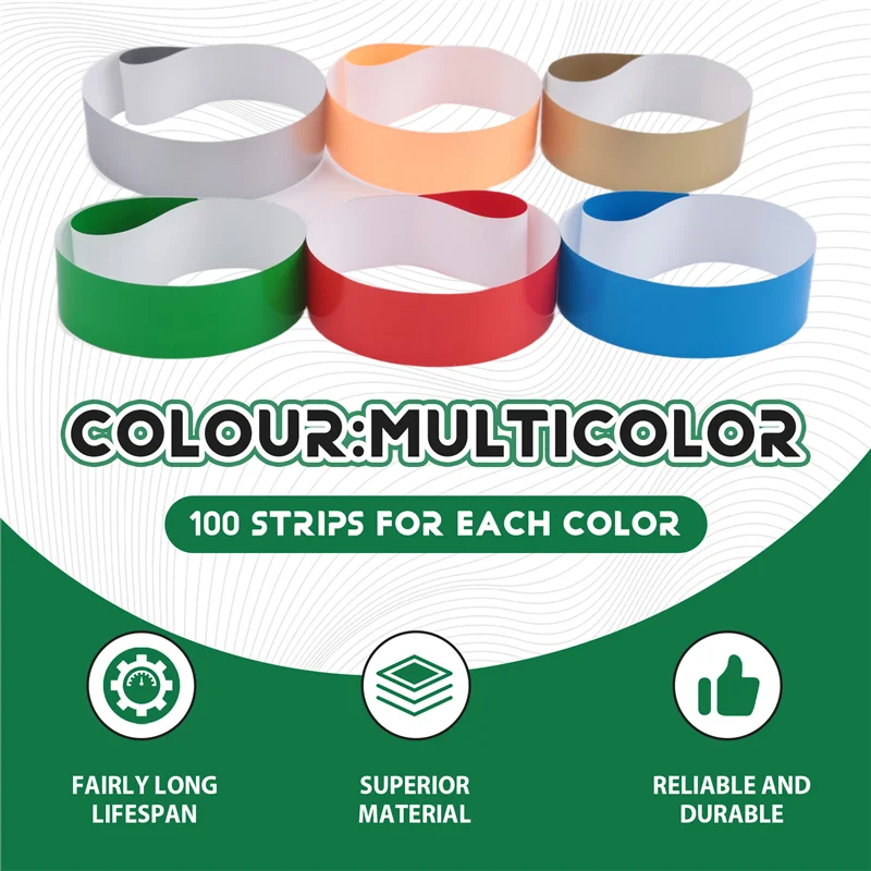 600 PCS Neon Colored Wristbands For Events, Synthetic Paper Waterproof Lightweight Activity Identification Wristbands