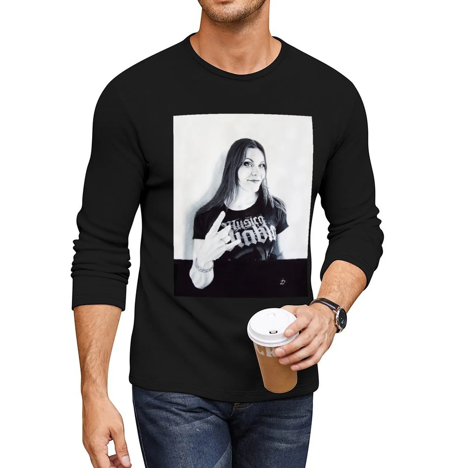 

Floor Jansen Portrait. Long T-Shirt quick drying t-shirt aesthetic clothes sports fan t-shirts heavyweight t shirts mens clothes
