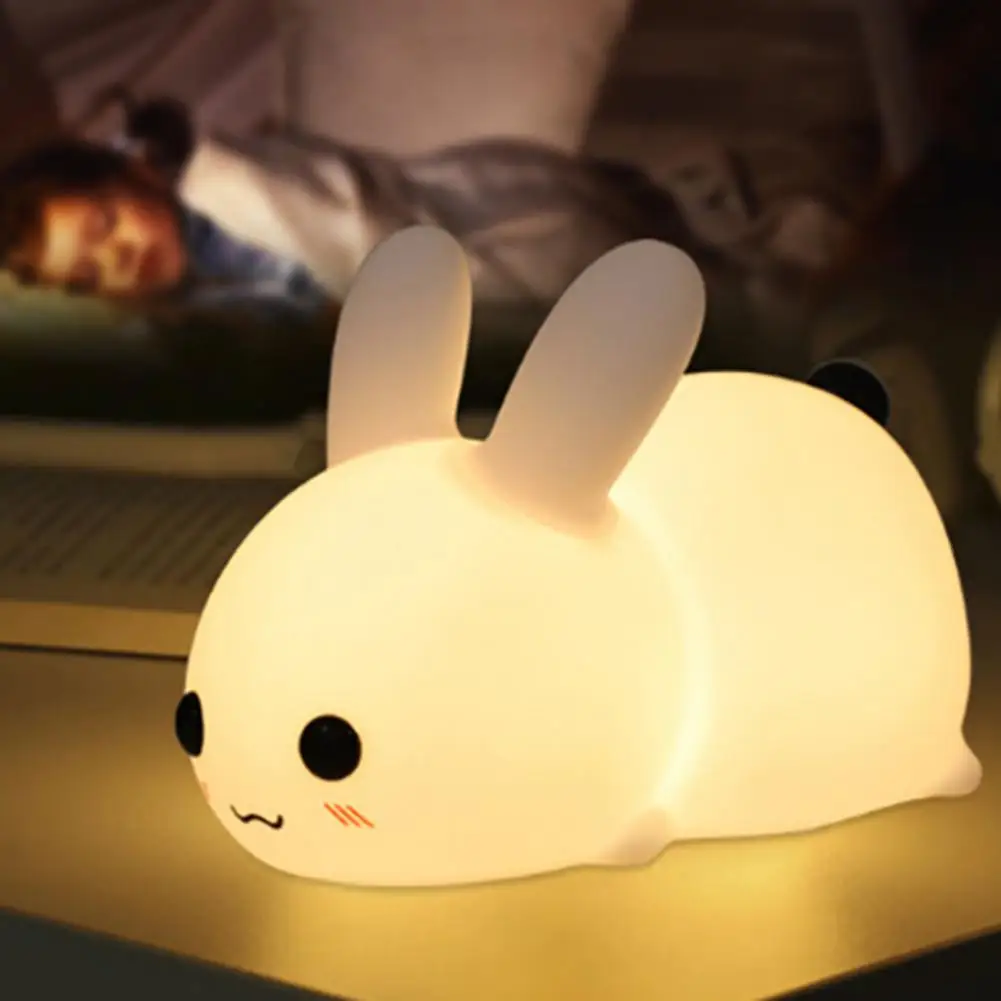 1 Set Useful Night Light Long Lasting LED Light Touch Control Decorative USB Charging Bunny LED Night Light Decor