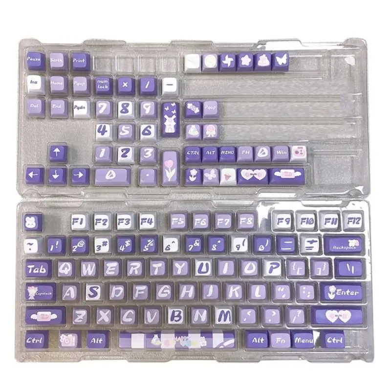 126Keys PBT Rabbits Keycaps MDA DYE-SUB ปุ่มกดสำหรับคีย์บอร์ดเชิงกล