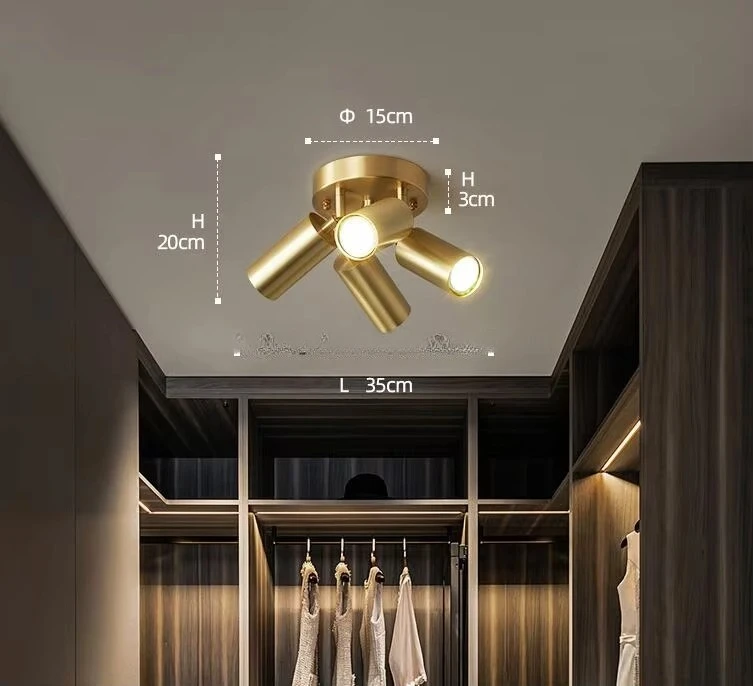 Golden Round Surface Mount Cylinder Adjustable Ceiling Spotlight GU10 Modern Bedroom Kitchen Downlight