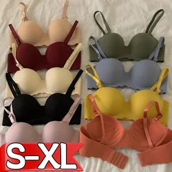 Candy Color Wireless Bras for Women Sweet Seamless Push Up Lingerie One-Piece Gather Convertible Straps Brassiere Underwear