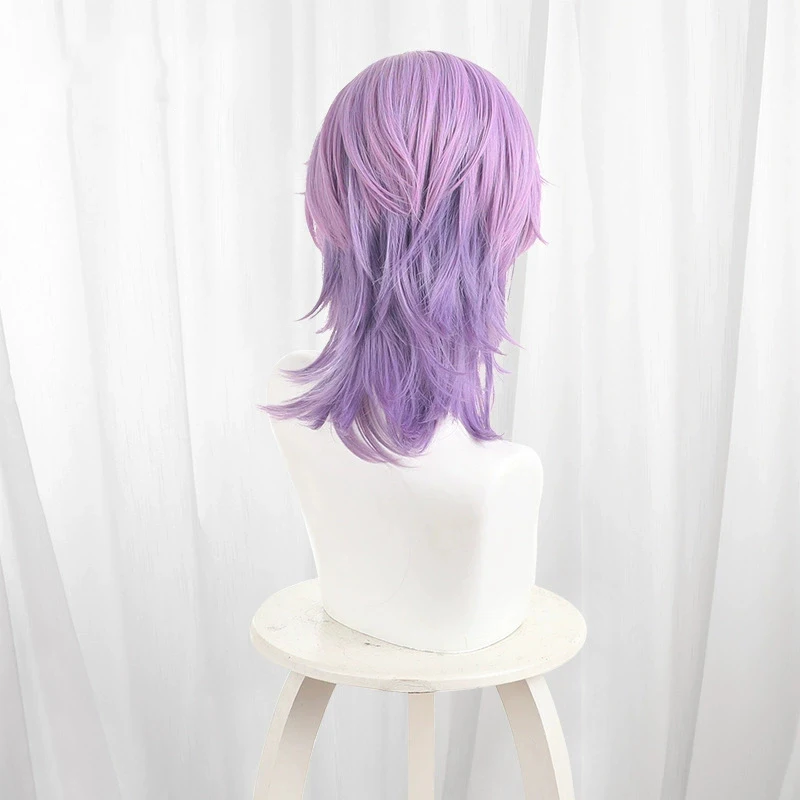 Gioco Genshin Impact Durin Parrucca Cosplay Donna Uomo Capelli corti viola Parrucca sintetica resistente al calore Halloween Party Prop