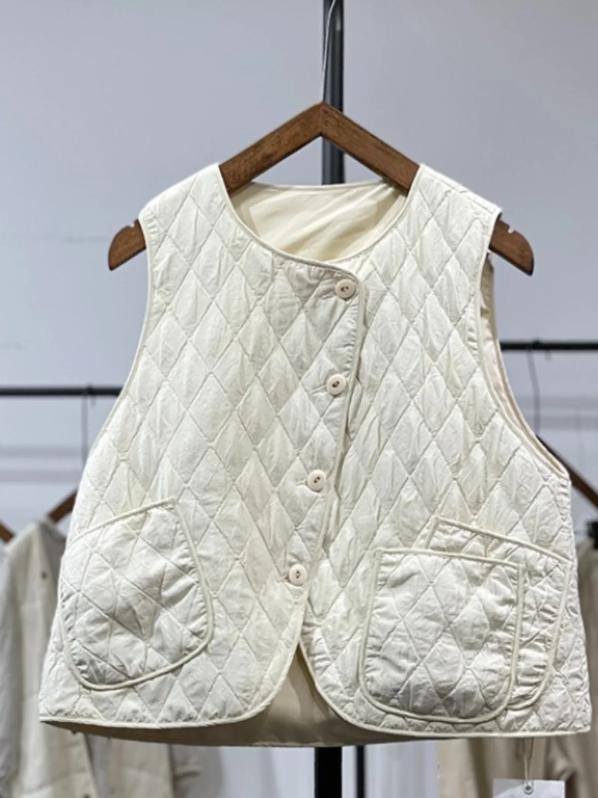 الرجعية اليابانية Sle ort مبطن القطن سترة المرأة ملابس خارجية الخريف الشتاء طبقات الماس نمط غير النظامية طول