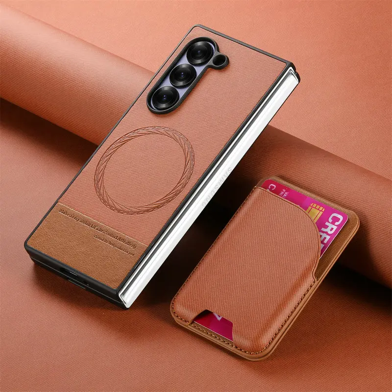 

Для Samsung Galaxy Z Fold 7 6 5 4 3 5G 2 в 1, съемный кожаный чехол, магнитный держатель для карты, задняя панель Samsung Z Fold7 Etui Cover