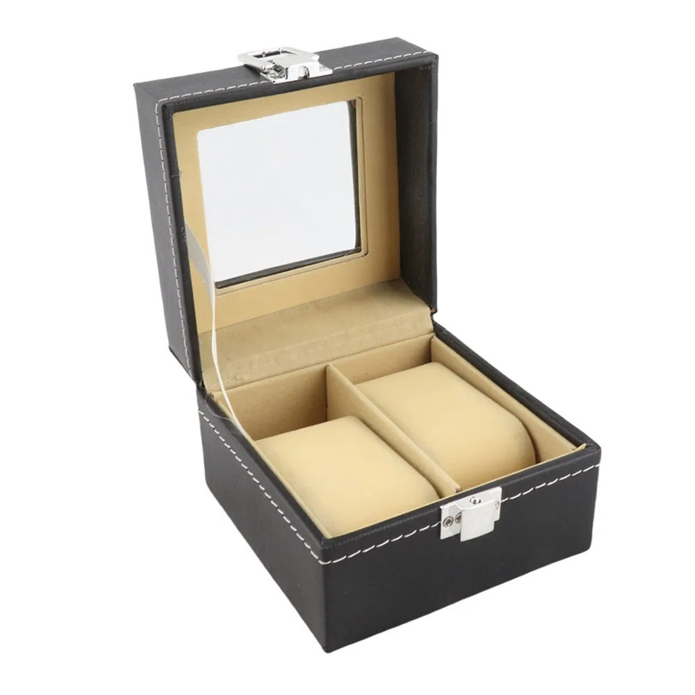 

Watch Organizer 2 Slots Watch Storage Case Black Lock Design Watch Box Compact Portable Jewelry Organizer Jewelry Display