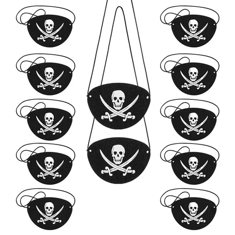 

Pirate Eye Patches Halloween Costume Cosplay Props Captain Pirate Theme Party Decoration Kids Birthday Gift 12/6Pcs