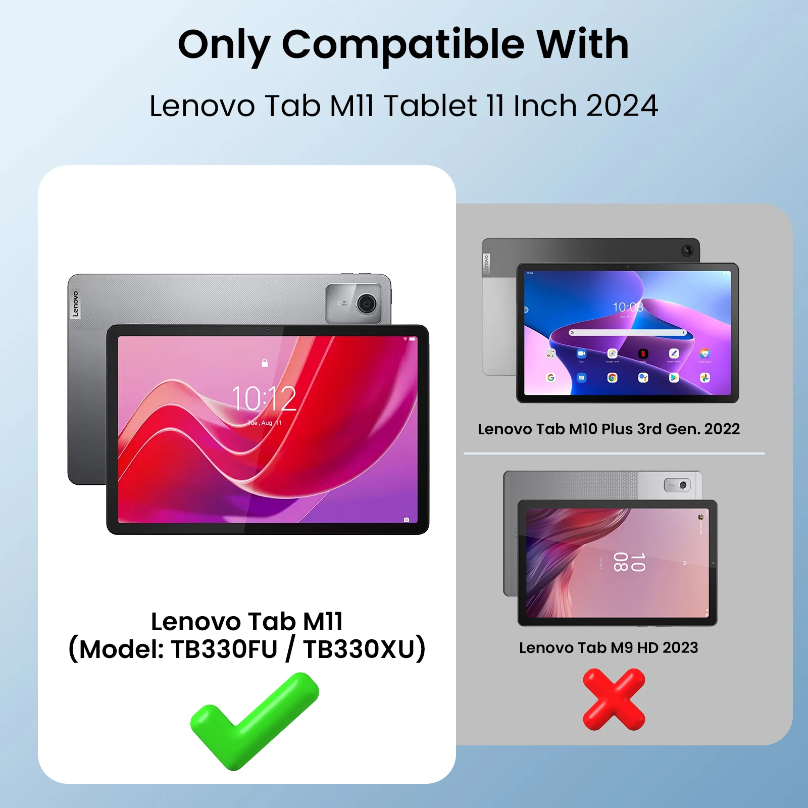 MoKo for Lenovo Tab M11 2024 (TB330FU/TB330XU)Tablet with Stylus Slot,Auto Awakening/Watch out,Ultra Slim TriFold Stand Cover