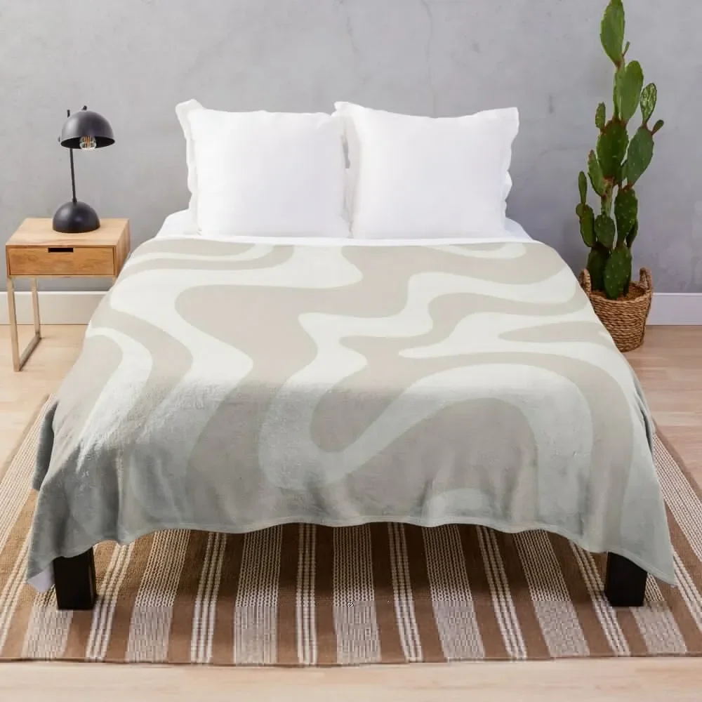 Liquid Swirl Contemporary Abstract Pattern in Mushroom Cream Throw Blanket Blankets For Sofas Thins Blankets