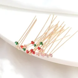 10 Pieces 14K Copper Clad Gold Water Diamond T-shaped Needle Hanfu Hair Accessories Handmade DIY Jewelry Accessories Materials