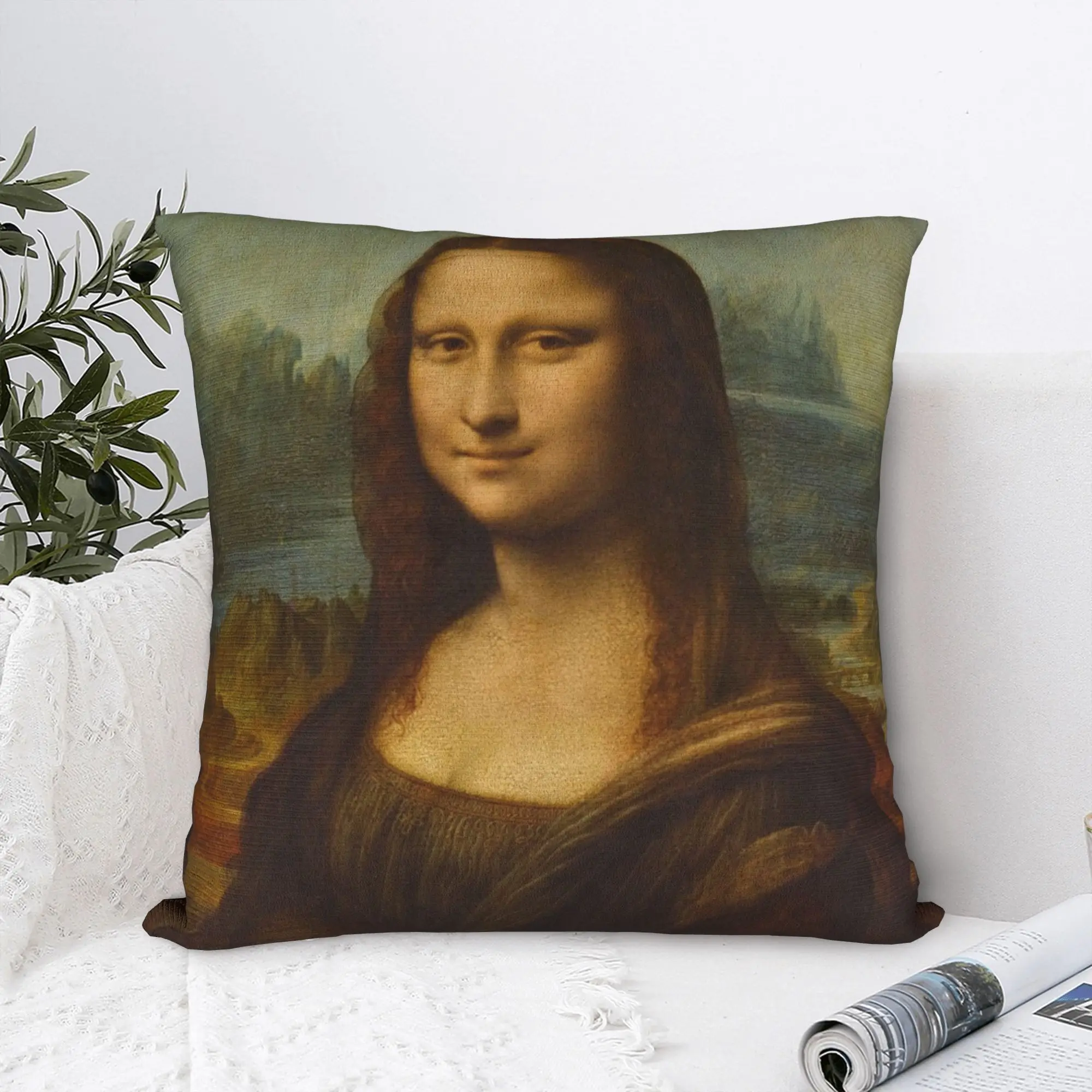 Iconic Mona Lisa Pillow Case  Comfy Pillow Cover Cute Funny Pillowcases For Living Room Sofa