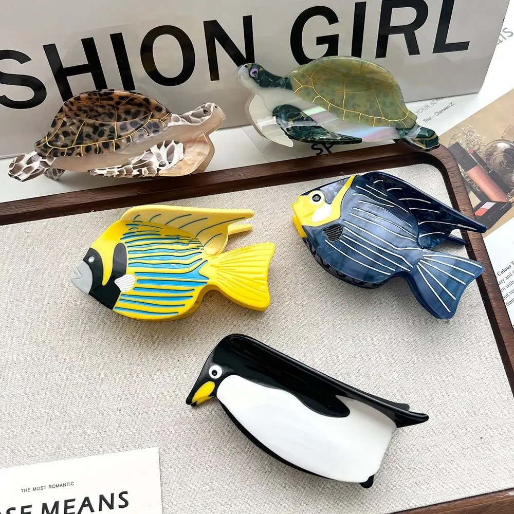 Fashion Acetic Acid Acetate Animal Hair Claw Shark Penguin Sea Creature Hair Clip Fish Ocean Series Big Shark Clip Female