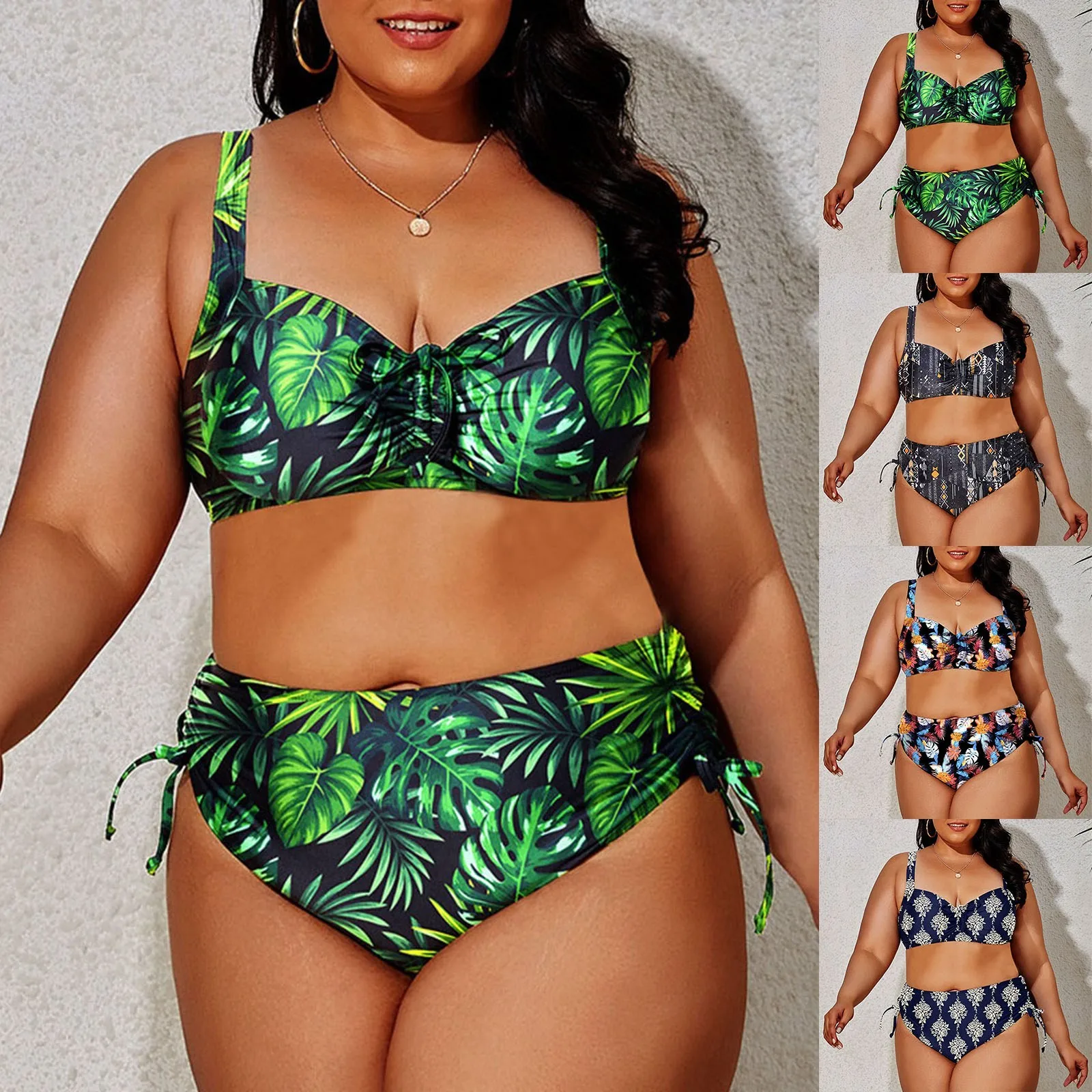 2024 Push Up Bikinis Set Women Swimwear Plus Size High Waist Swimsuit Larges Big Plussize Swimming Suits Bathing Beachwear New