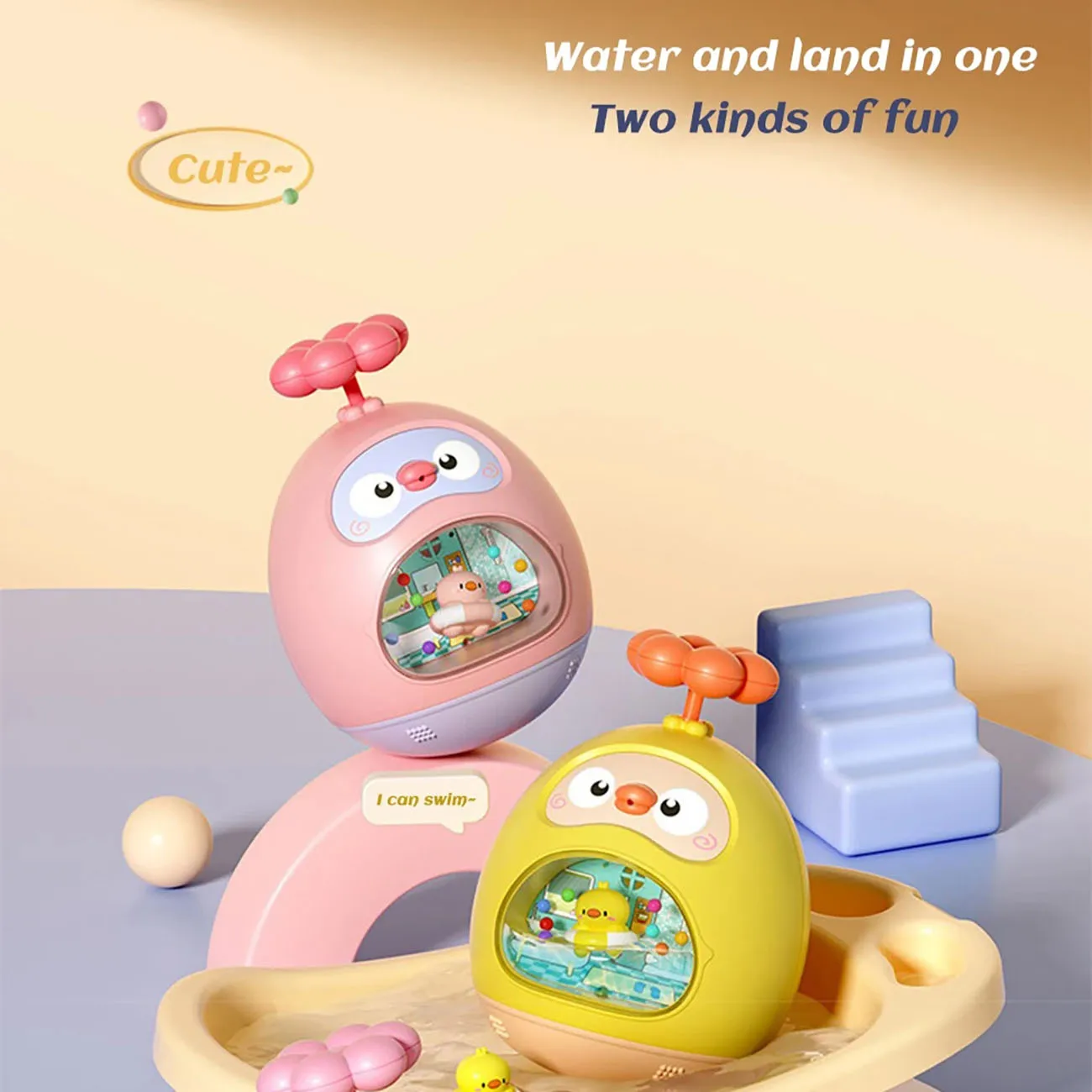 1pc gelbe Ente Paddel Wasser Tasse Spielzeug Baby Bad Kinder Wassers pray Ente Junge Mädchen Bad Spielzeug Geburtstag Geschenk Becher vier Farben