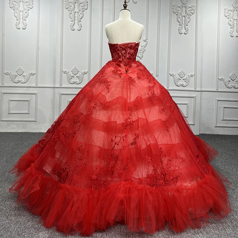 Jancember Exquisite Brand New Quinceanera Dresses For Gril Strapless Lace Up Sleeveless Sequins فساتين Quinceanera DY7533