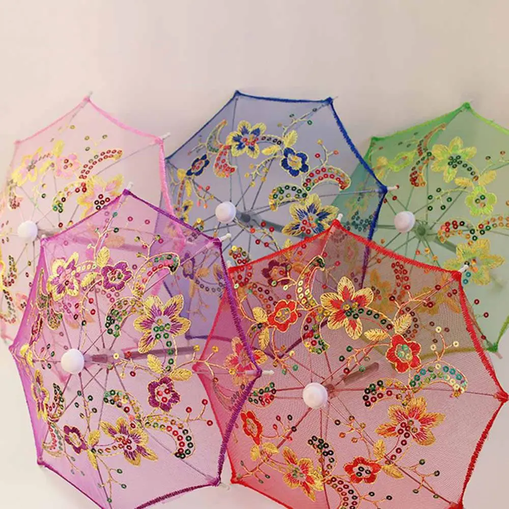 Mini Toys Dolls Handmade Doll Accessories Embroidered Umbrellas New Lace Umbrella Sunshade