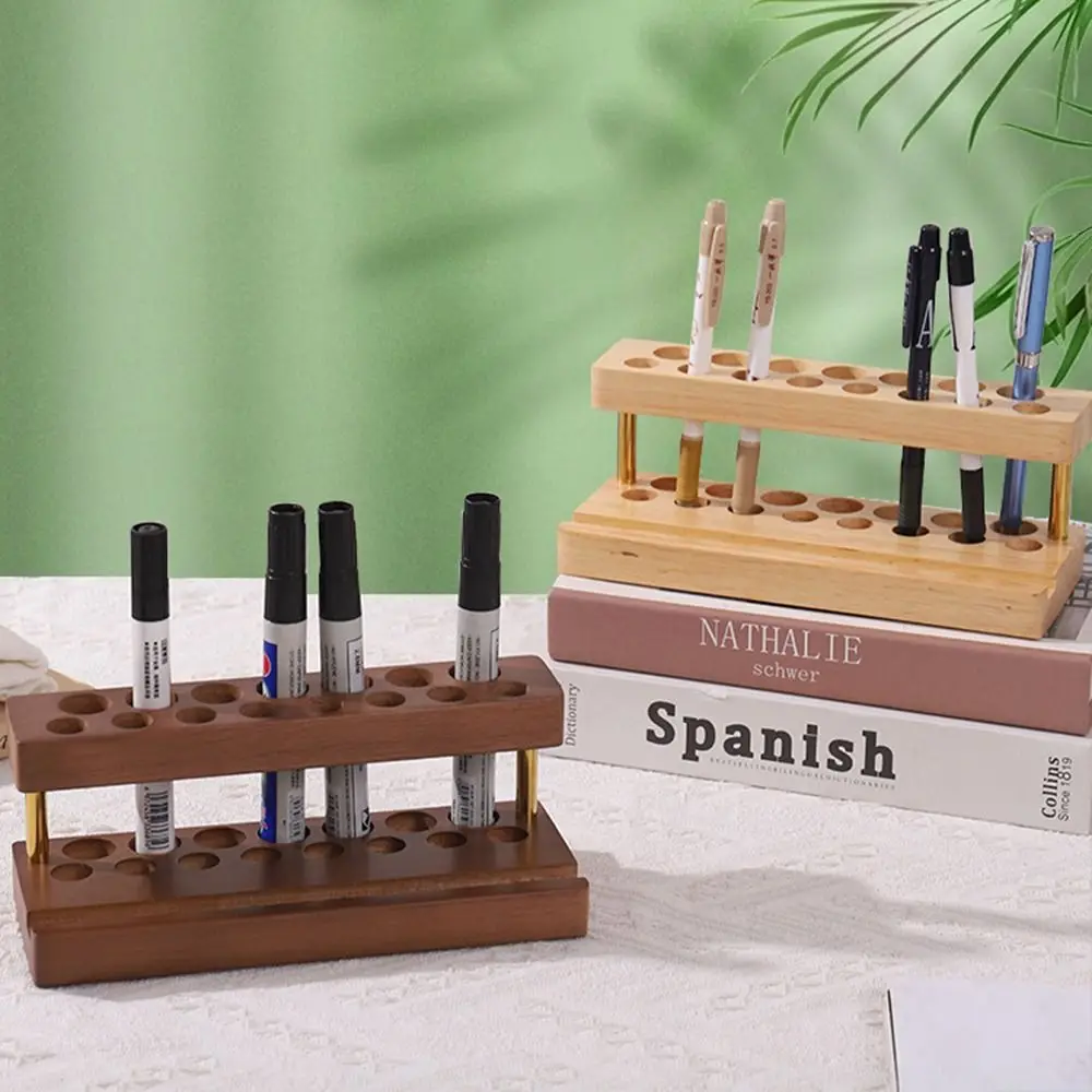 

9/15 Slots Walnut Pens Holder Multifunction Phone Stand Toothbrush Holder Versatile Use Creative Brush Display Case