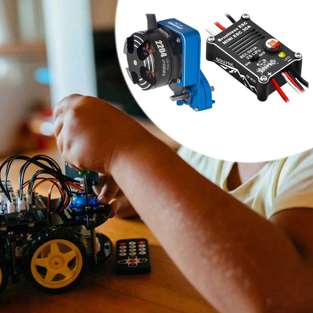 2204 2400KV Brushless Outrunner มอเตอร์ W/เกียร์และ 30A Brushless ESC สําหรับ SCX24 RC Crawler Axial 1/24 RC รถรถบรรทุกมอเตอร์
