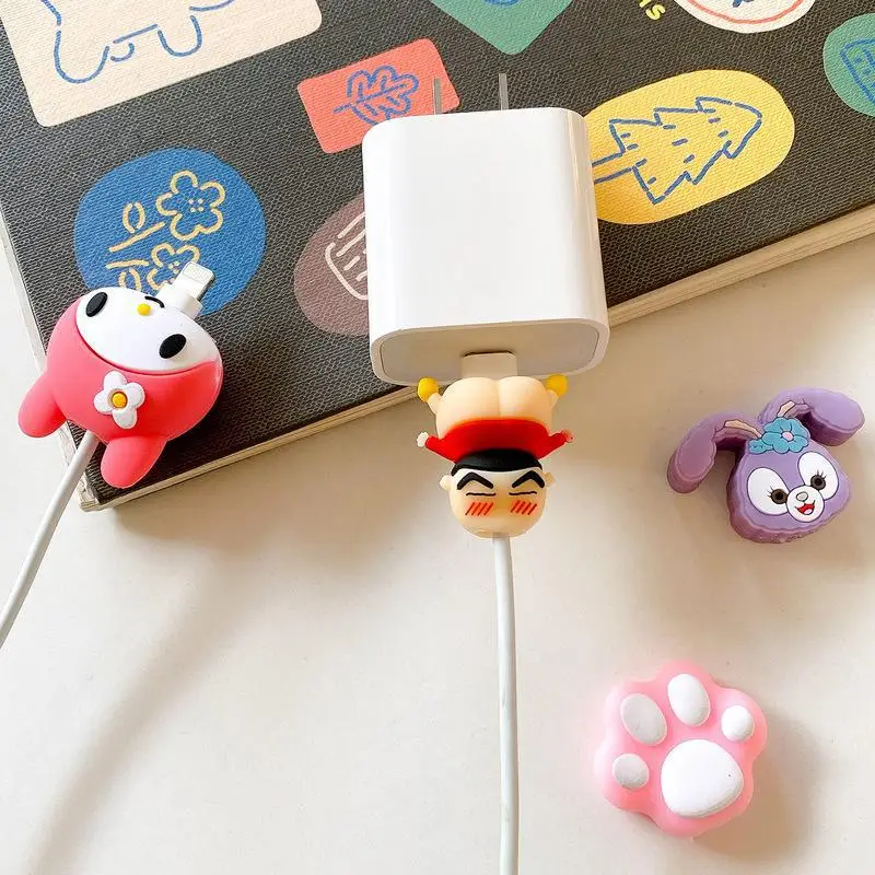 50pcs/lot Cartoon Phone USB cable protector for iphone cable winder chompers cord animal bite charger wire organizer protection