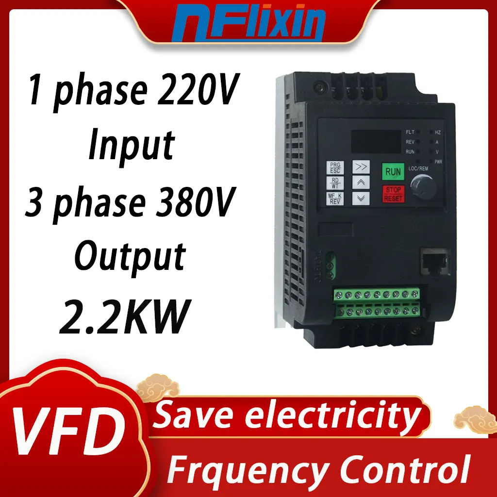 NEW 220V to 380V VFD 2.2KW-11KW 1phase to 3 phase output Variable Frequency Drive Motor Speed Control Inverter