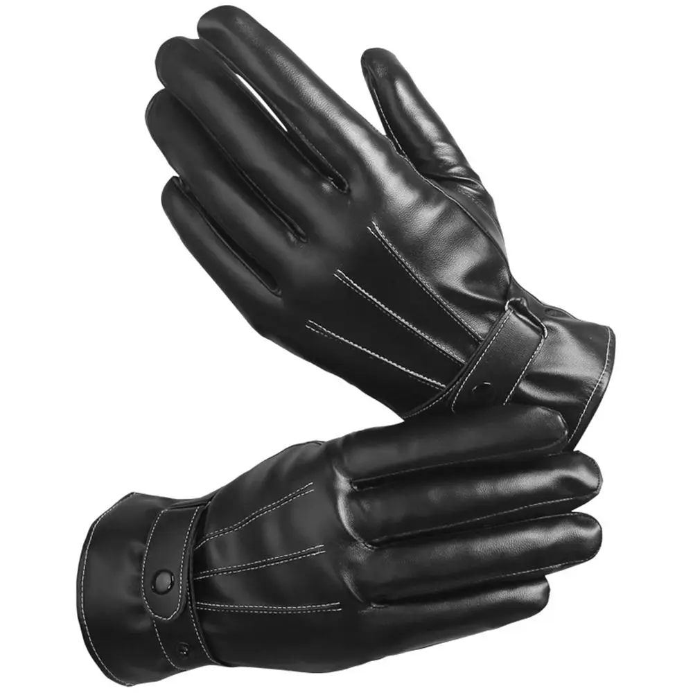 

Warm Thermal Motorcycle Windproof Autumn Leather Gloves Mittens Full Finger Gloves Screen Gloves
