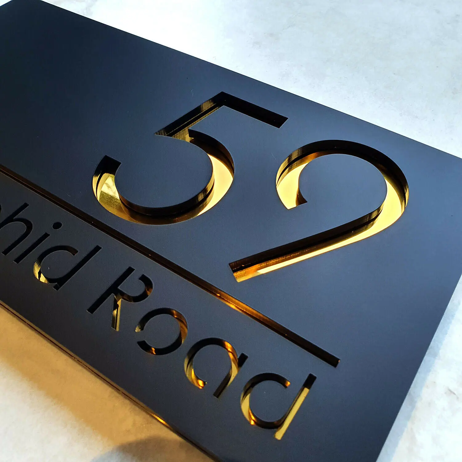 Custom Modern House Door Number Sign Acrylic Outdoor Street Family Name Plates Black/Mirror Silver/Mirror Gold New House Gift