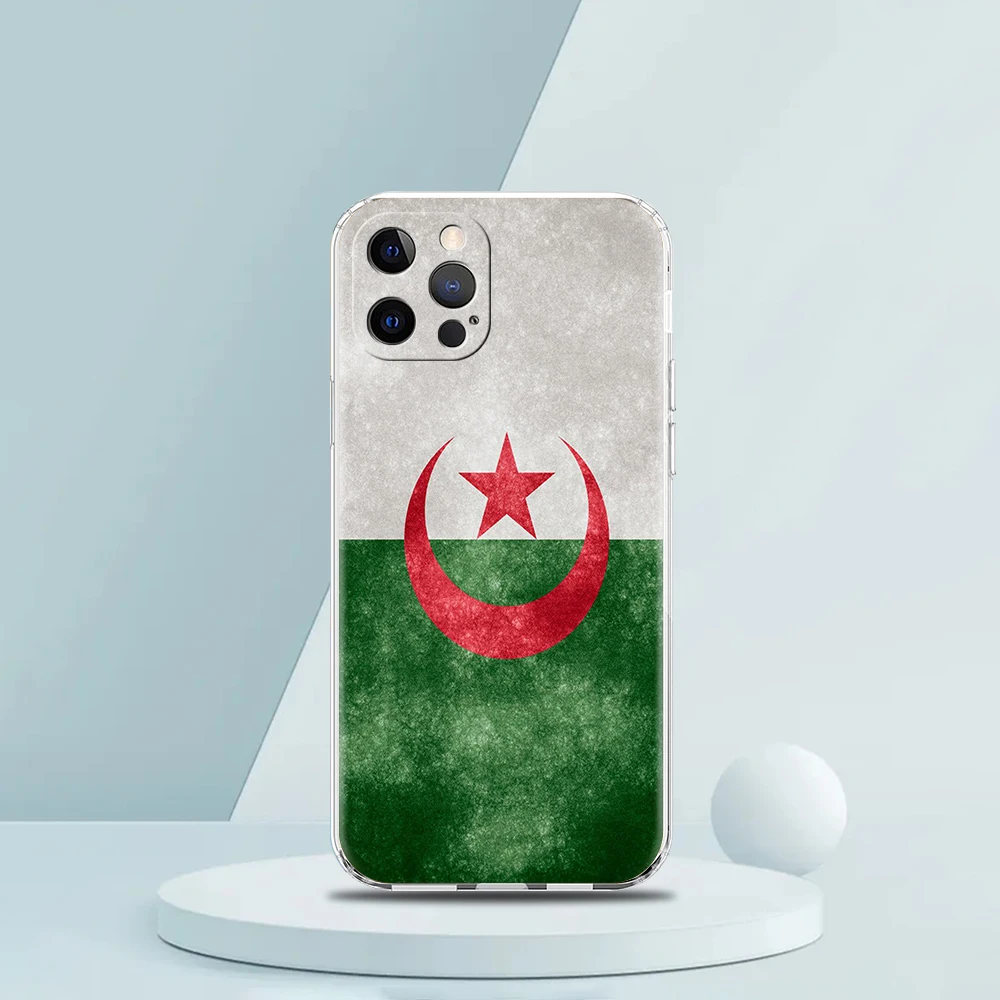 Bandiera Algeria custodia trasparente per telefono custodia per iPhone 16 15 14 13 12 11 Pro Max XS Max 16 7 8 Plus custodia morbida antiurto TPU