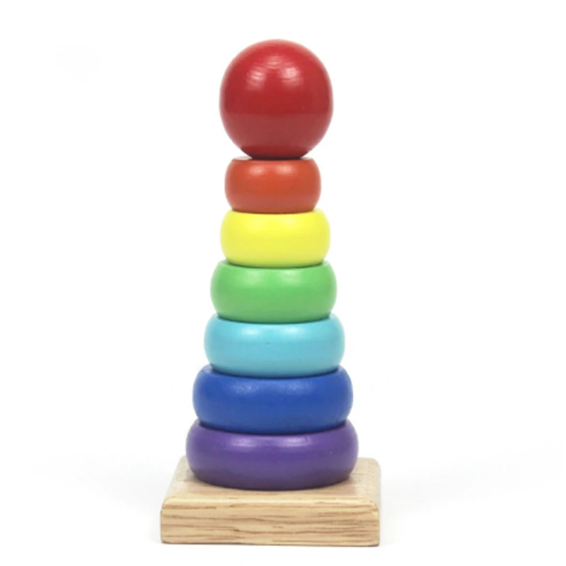 

Warm Color Rainbow Stacking Ring Tower Stapelring Blocks Wood Toddler Toy Baby Toys Infant Toys Girl wooden rainbow