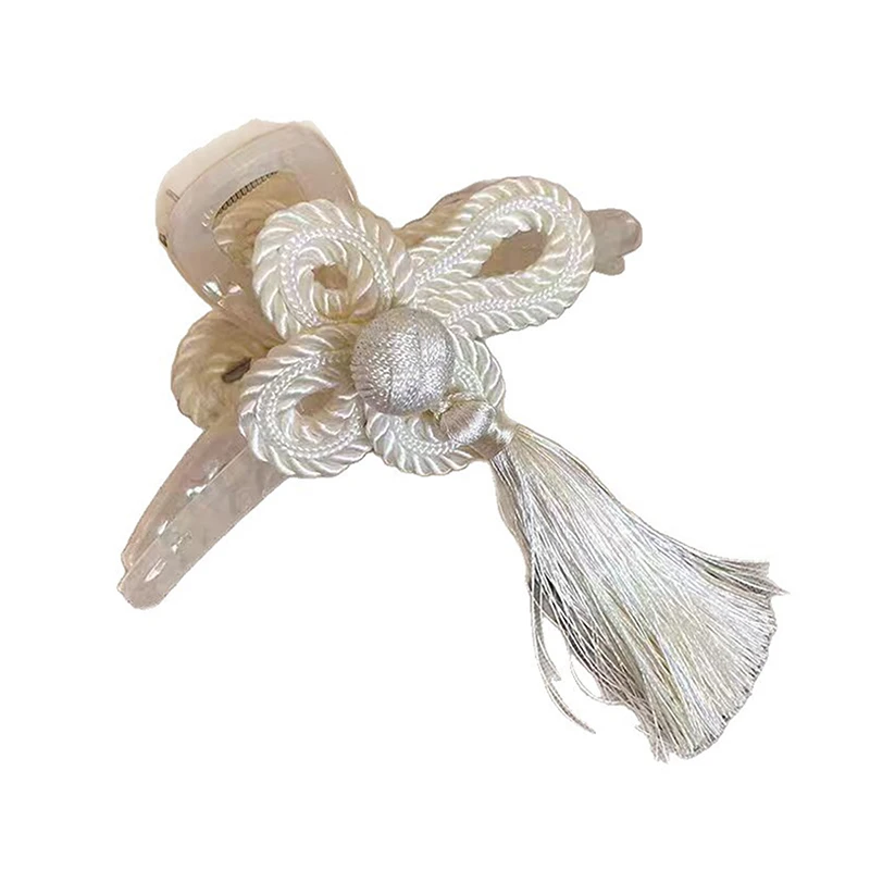 

【DY】New Chinese Style Hand Woven Knot Tassel Clip Elegant Dignified Cheongsam Hanfu Braided Updo Hair Accessories
