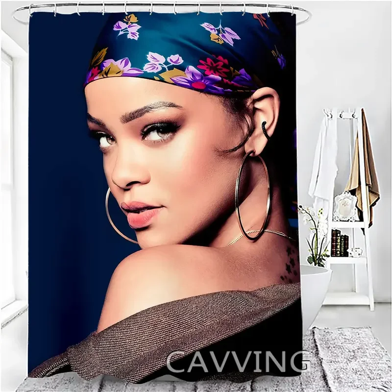 Singer R-Rihanna   3D Printed  Shower Curtains Waterproof Bathroom Curtain Anti-slip Bath Mat Set Toilet Rugs Carpets   F01