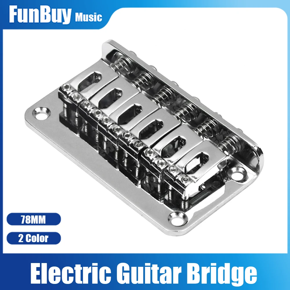 6 Saddle Hardtail Bridge Top Load 78mm Electric Guitar Bridge with Screws Heavy Guitar Accessories