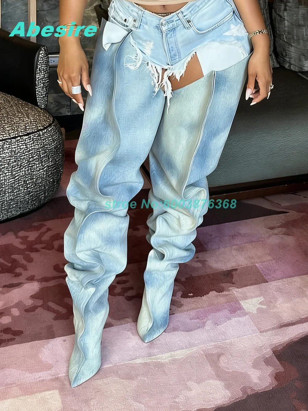 

Лоскутные однотонные плиссированные сапоги выше колена с острым носком на тонком каблуке для женщин, лаконичная модная обувь в уличном стиле в стиле ретро, новинка