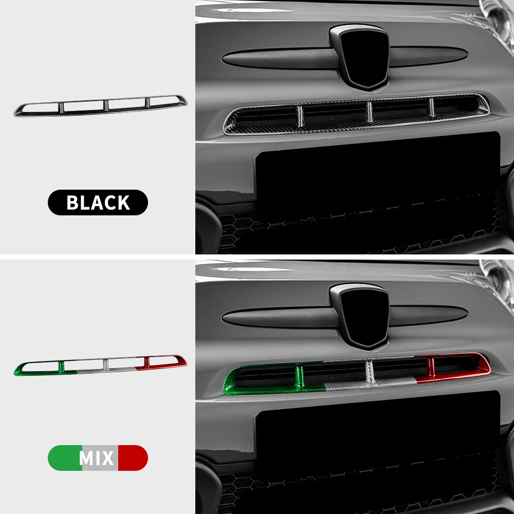 

Real Dry Carbon Fiber For Abarth 595 2017 2018 2019 2020 2021 2022 2023 2024 Front Center Grille Tricolor Carbon Trim Sticker