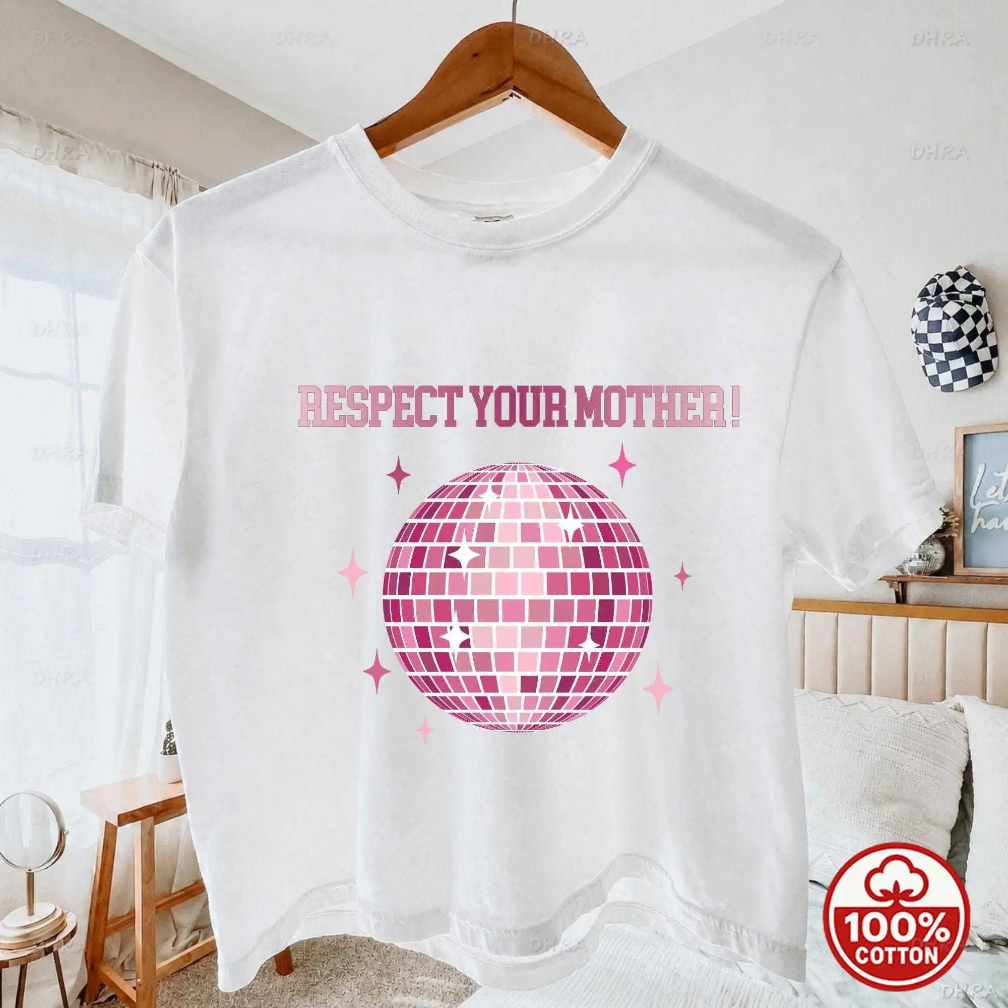 Earth Day T Shirt Respect Your Mother Disco Ball Graphic Tee Cotton Crewneck Retro Vintage Gift