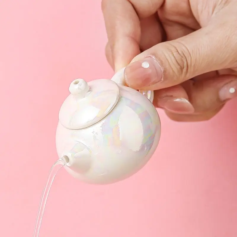 

Handmade Miniature Teapot Set, Fully Functional & Adorable for Actual Tea, Tiny Decor for Dollhouse & Afternoon Tea Display