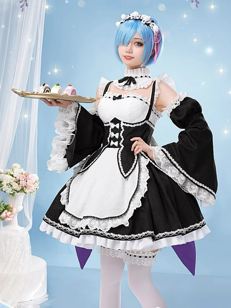 Rem Cosplay Costume RE: ZERO - Starting Life in Another World Girl Lovely Apron Dress Comic-con Party Maid Outfit Suit Stock