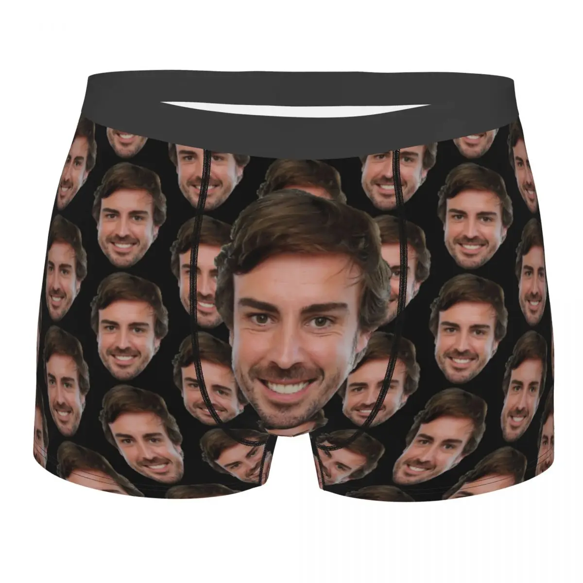 Men\'s Fernando Alonso Funny Face Boxer Shorts Panties Mid Waist Underwear Male Novelty S-XXL Underpants