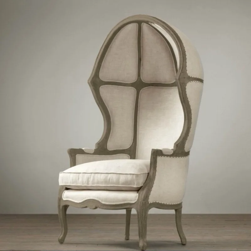 Single sofa chair French retro nostalgic casual negotiation chair sofa solid wood