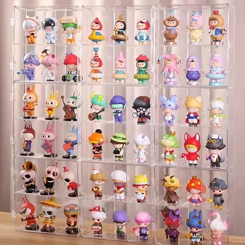 1pc Clear Display Box, 6-Grid Display Shelf For Figure Doll, Transparent Hand-made Ornament Display Box, For Home Room Living Ro