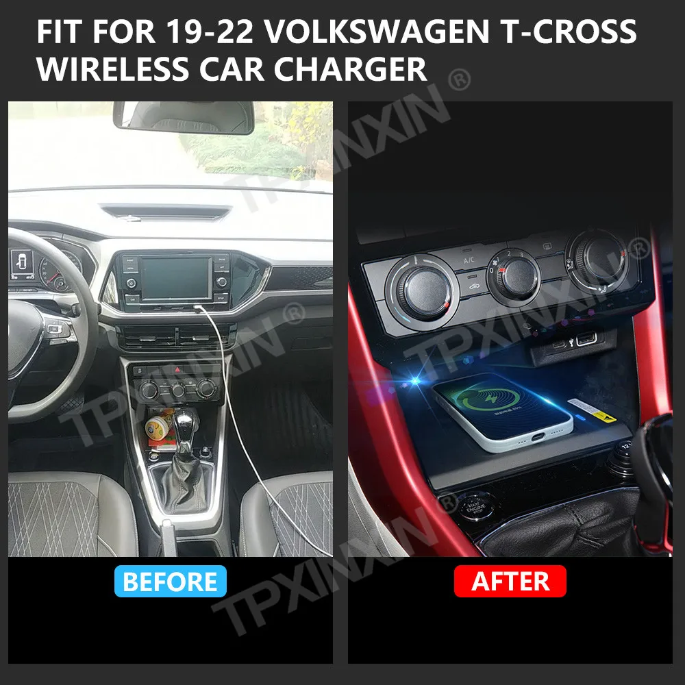 For Volkswagen T-cross 2019-2022 Quick QI Car Wireless Charger Fast Charging Intelligent Infrared Mobile Phone Dashboard