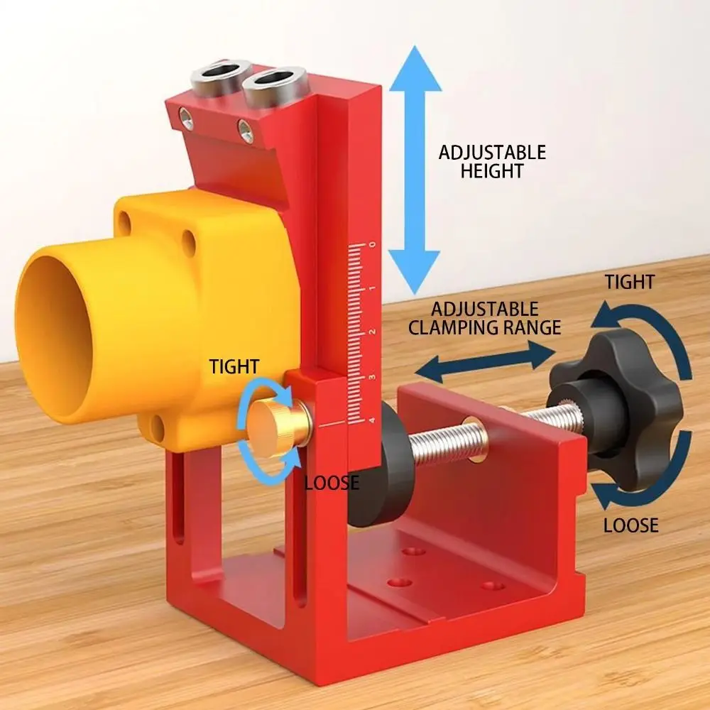 

Precise Scale Pocket Hole Jig Solid Wear-resistant Woodworking Guide Dust Extraction Rust-proof Angled Drill Guide