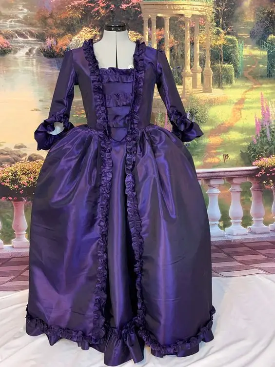 Rococo purple dress Colonial Georgian 18th Century Marie Antoinette Day Court Gown Dress purple Dress Ball Gown