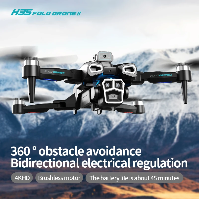 H35 2.4G Wifi Fold Dron 2 4K Ultrahd Dual Camera 360 Obstacle Avoidance Bidirectional Regulation Professional Drone Toys Gifts