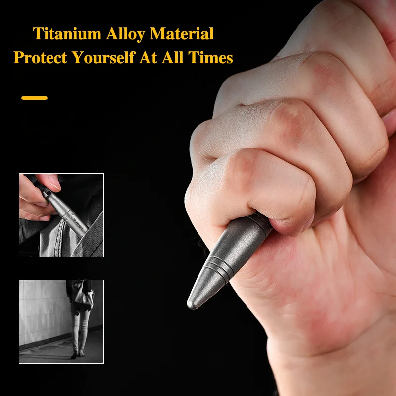 Titanium Alloy Tactical Pen, Personalized Metal Torpedo Signature Pen, Self-Defense Tactical Pen