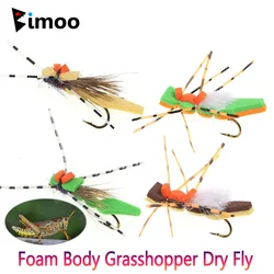 Bimoo 6pcs #8 Grizzly Rubber Legs Foam Body Grasshopper Dry Fly Deer Hair Floating Morrish Hopper Trout Bass Salmon Fishing Lure