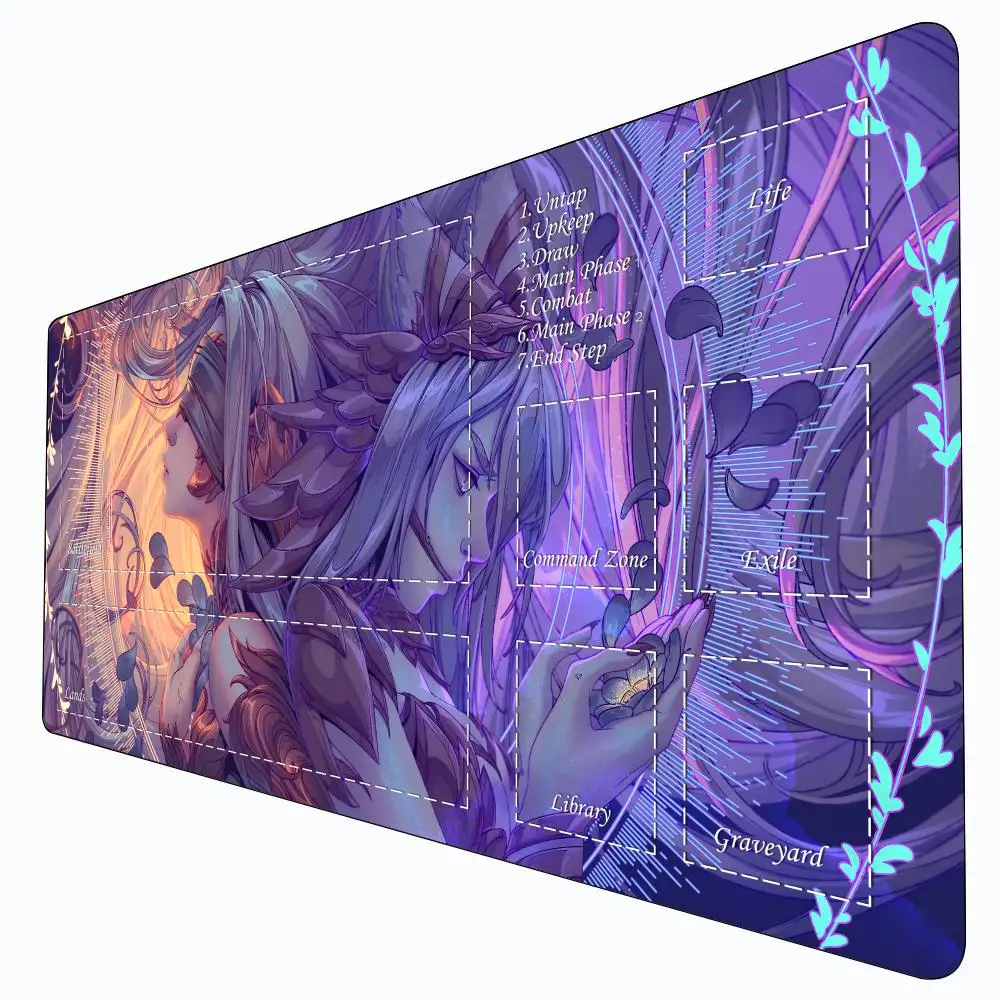 

Anime illustration Magic Card Battle Game Mat with zone mtg playmat desk mat Commander Playmat suitable for family gatherings