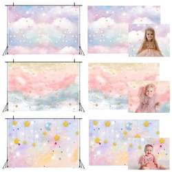 Rainbow Cloud Newborn Photography Backdrop Gold Twinkle Little Star Dreamy Birthday Party Decor Baby Portrait Photo Background